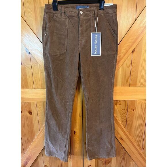 Indigo Rising Corduroy Brown High Rise Pants Flare Bootcut Retro Size 13/31 nwt - Picture 1 of 8